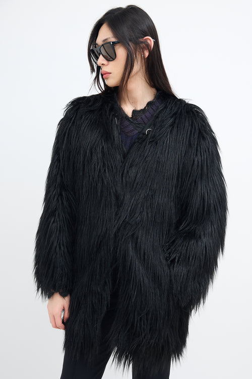 LAMARQUE Black Faux Fur Coat