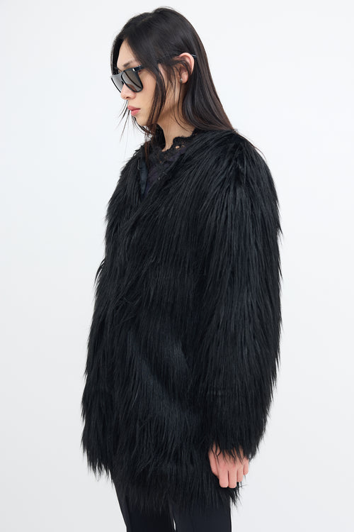 LAMARQUE Black Faux Fur Coat