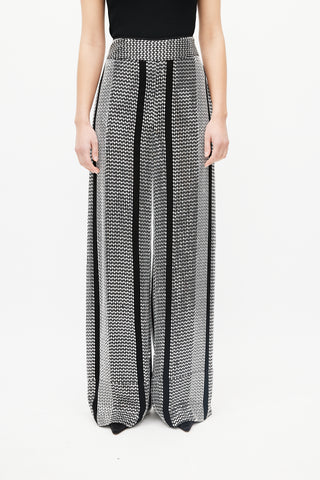 LAPOINTE Black & Silver Sequin Palazzo Pant