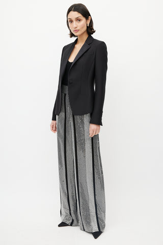 LAPOINTE Black & Silver Sequin Palazzo Pant