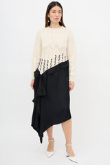 Loewe Cable Knit & Satin Asymmetrical Dress