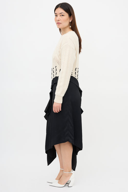 Loewe Cable Knit & Satin Asymmetrical Dress