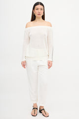 Brunello Cucinelli Linen Monili Off Shoulder Sweater