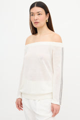 Brunello Cucinelli Linen Monili Off Shoulder Sweater