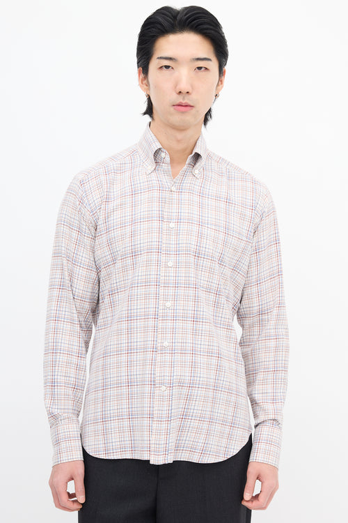 Loro Piana White & Multi Check Shirt