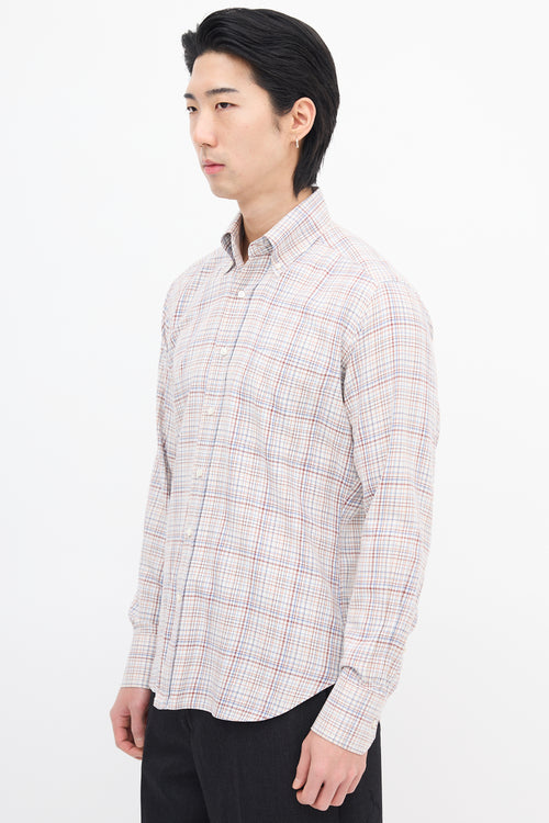 Loro Piana White & Multi Check Shirt