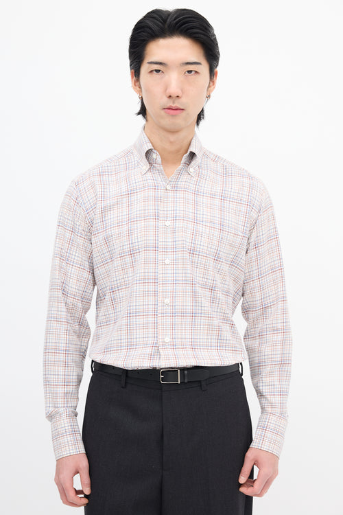 Loro Piana White & Multi Check Shirt