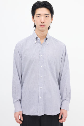 Loro Piana White & Navy Grid Shirt