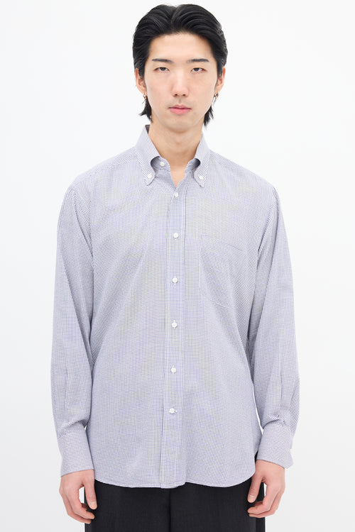 Loro Piana White & Navy Grid Shirt