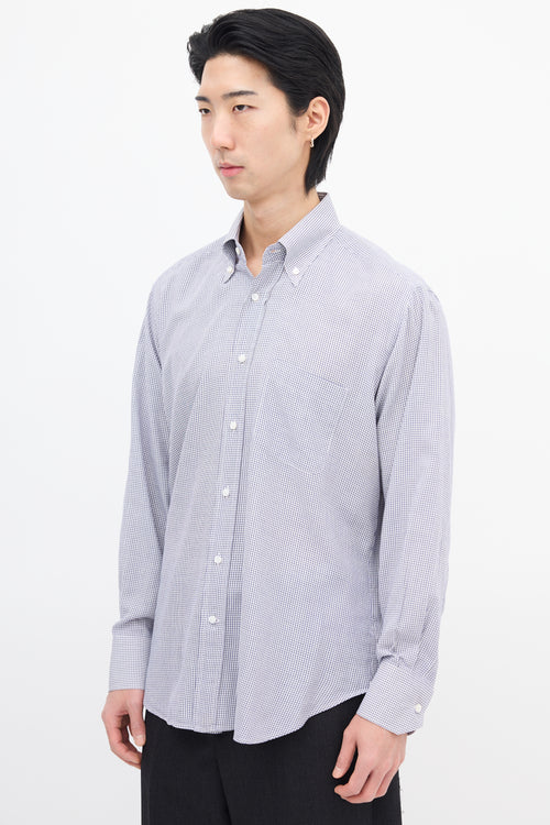 Loro Piana White & Navy Grid Shirt