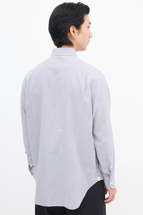 Loro Piana White & Navy Grid Shirt