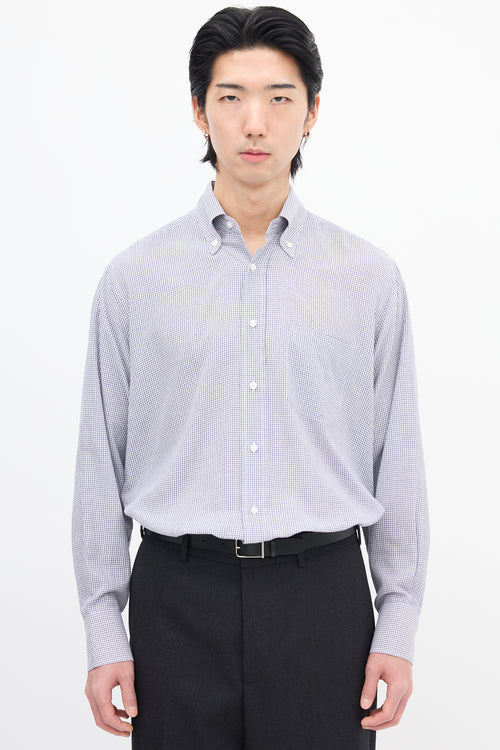 Loro Piana White & Navy Grid Shirt