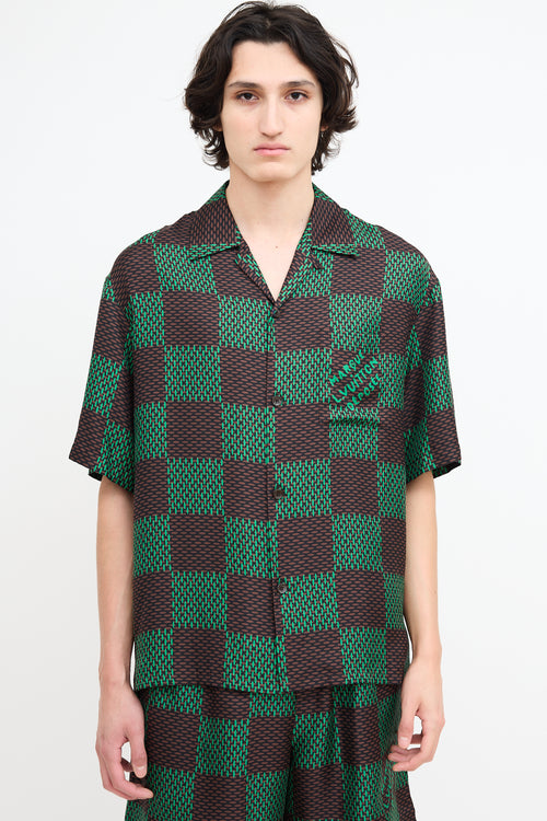 Louis Vuitton SS 2024 Brown & Green Silk Checked Shirt