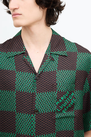 Louis Vuitton SS 2024 Brown & Green Silk Checked Shirt