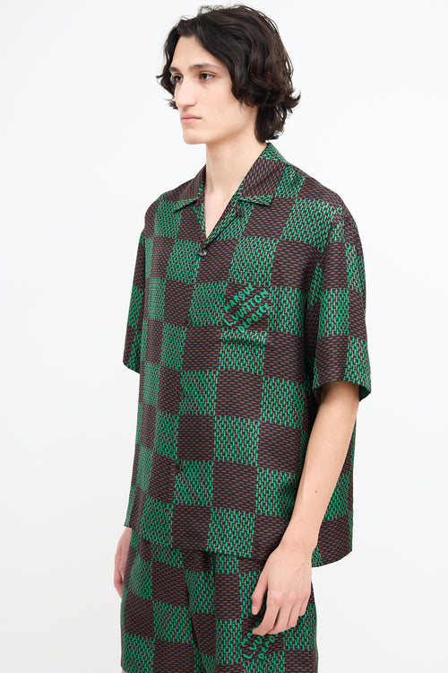 Louis Vuitton SS 2024 Brown & Green Silk Checked Shirt