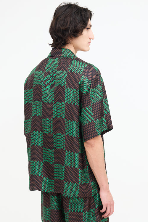 Louis Vuitton SS 2024 Brown & Green Silk Checked Shirt