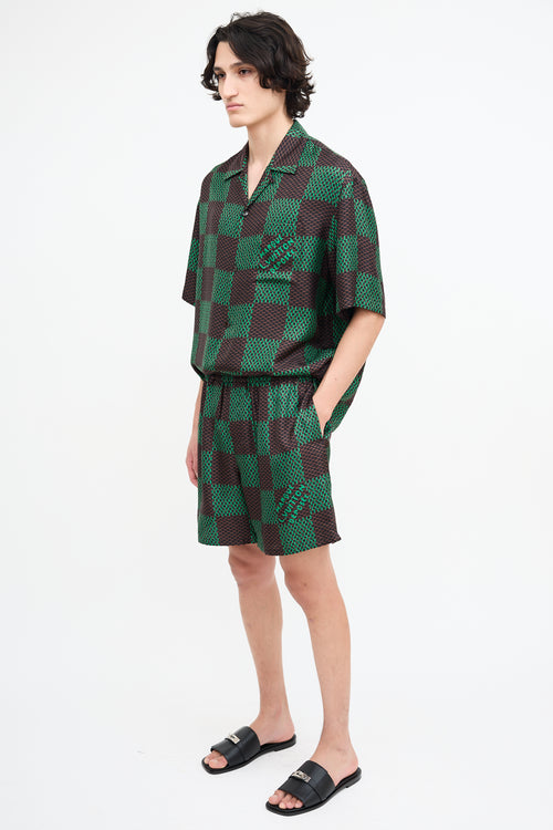 Louis Vuitton SS 2024 Brown & Green Silk Checked Shirt