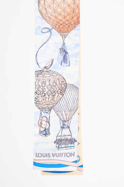 Louis Vuitton Light Blue & Multi Silk Up And Away Bandeau Scarf