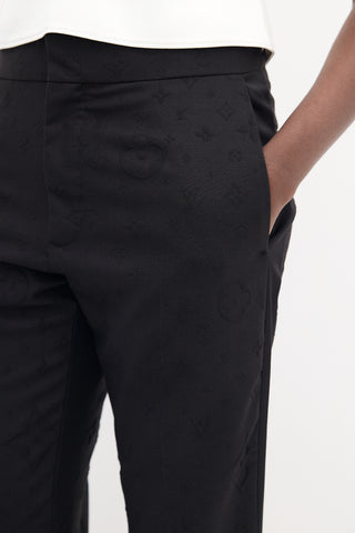 Louis Vuitton Black Wool Cigaret Monogram Galaxy Trouser