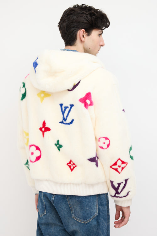 Louis Vuitton White & Multi Monogram Fur Jacket