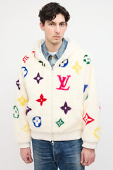Louis Vuitton White & Multi Monogram Fur Jacket