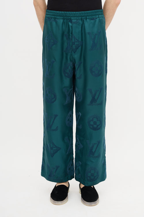 Louis Vuitton Silk Flocked Monogram Trouser