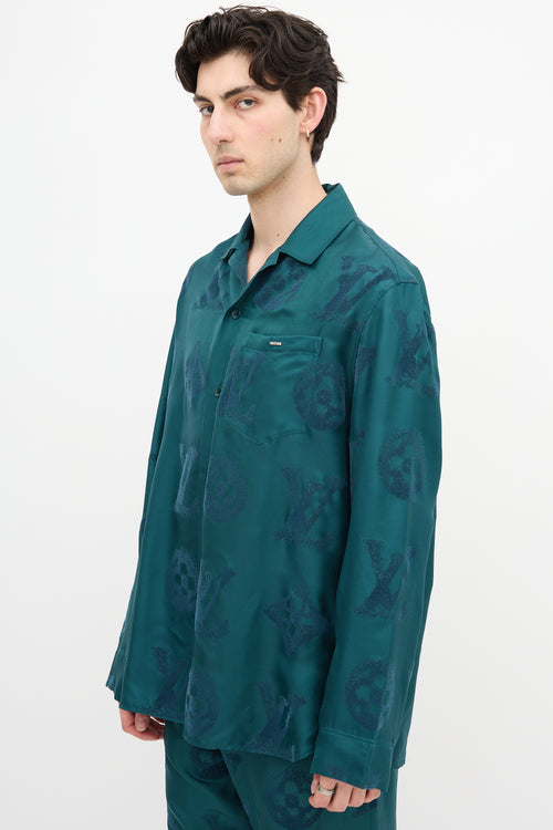 Louis Vuitton Silk Flocked Monogram Shirt