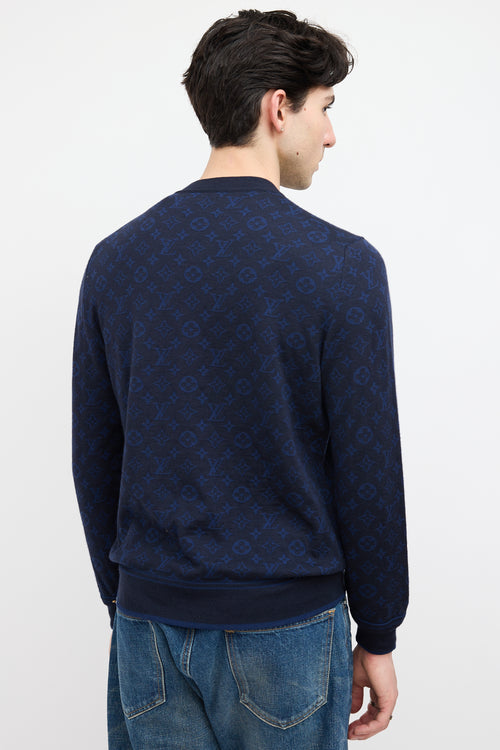 Louis Vuitton Navy Wool & Cashmere Monogram Sweatshirt