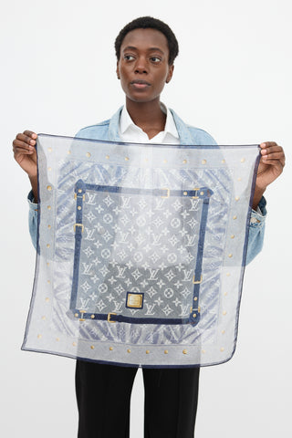 Louis Vuitton Denim Printed Monogram Scarf