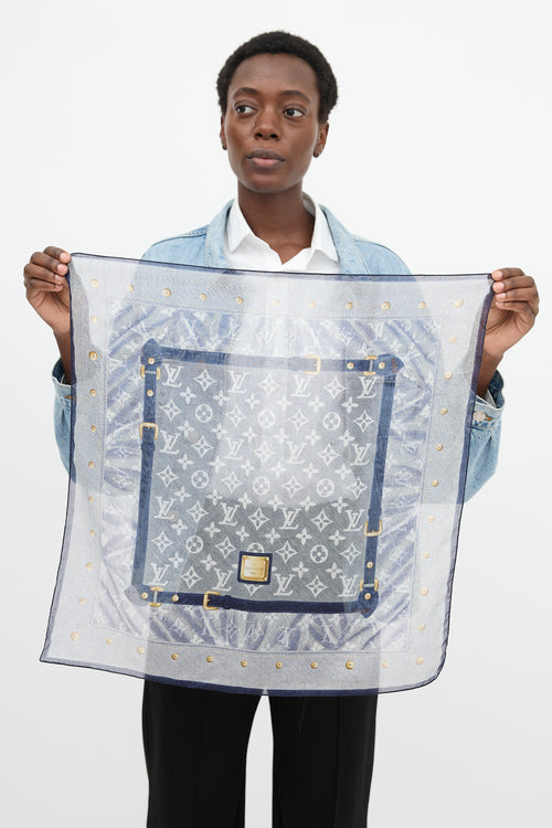Louis Vuitton Denim Printed Monogram Scarf