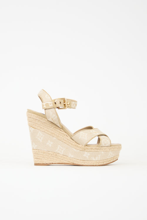 Louis Vuitton Canvas Platform Wedge Sandal