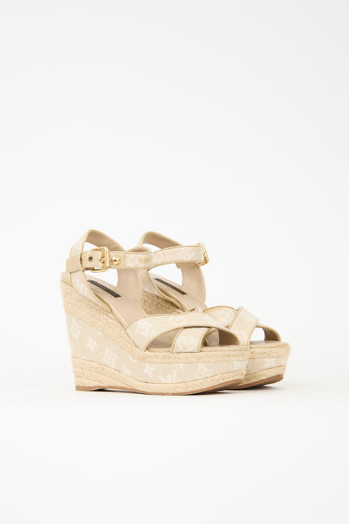 Louis Vuitton Canvas Platform Wedge Sandal