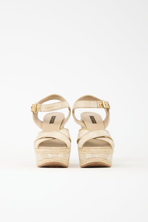 Louis Vuitton Canvas Platform Wedge Sandal