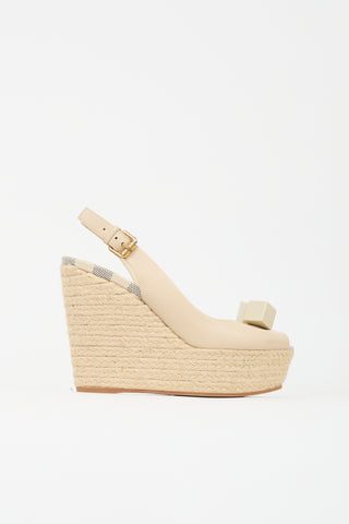 Louis Vuitton Leather Gossip Dice Espadrille Wedge Heel