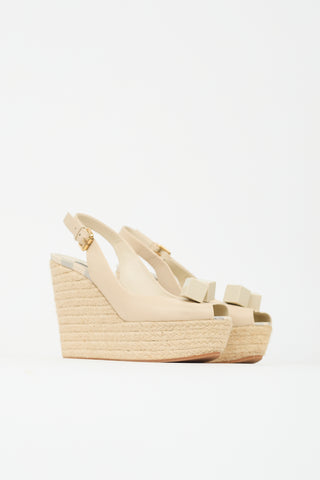 Louis Vuitton Leather Gossip Dice Espadrille Wedge Heel