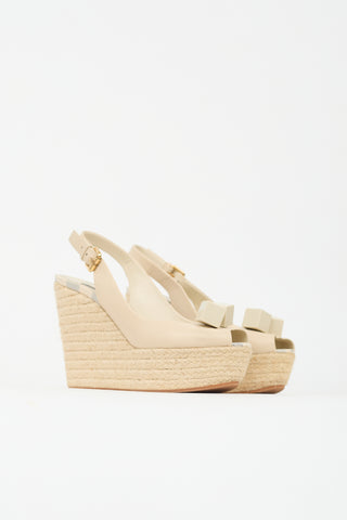 Louis Vuitton Leather Gossip Dice Espadrille Wedge Heel