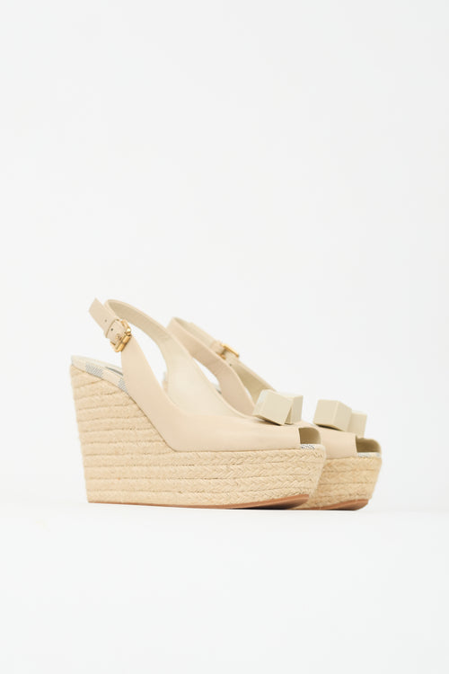 Louis Vuitton Leather Gossip Dice Espadrille Wedge Heel