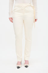 Louis Vuitton Cream Belted Skinny Trouser
