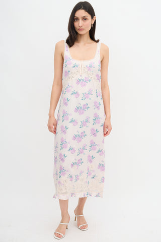 LoveShackFancy Satin Floral Astril Dress
