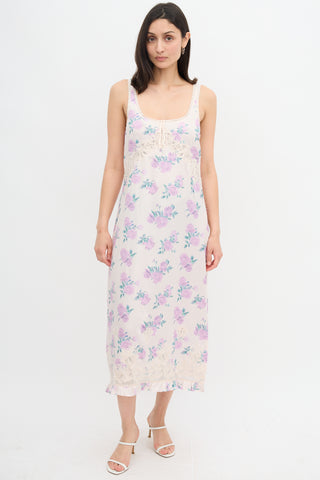 LoveShackFancy Satin Floral Astril Dress