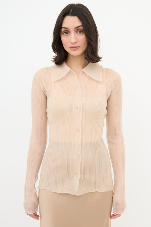 Low Classic Sparkly Sheer Button Up Blouse