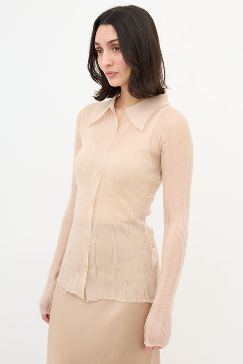 Low Classic Sparkly Sheer Button Up Blouse
