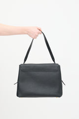 Burberry Black Leather House Check Camberley Bag