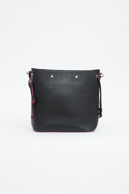 Louis Vuitton Black & Pink Leather Lockme Bucket Bag
