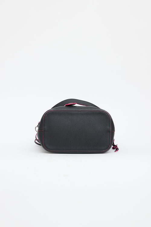Louis Vuitton Black & Pink Leather Lockme Bucket Bag