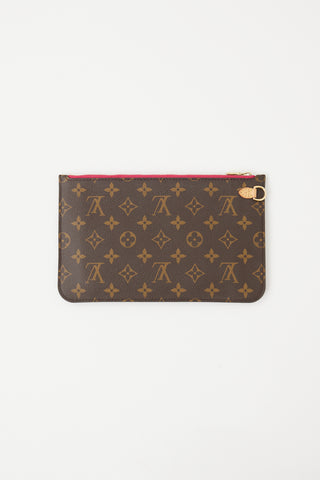 Louis Vuitton Brown Monogram & Pink Neverfull Pochette