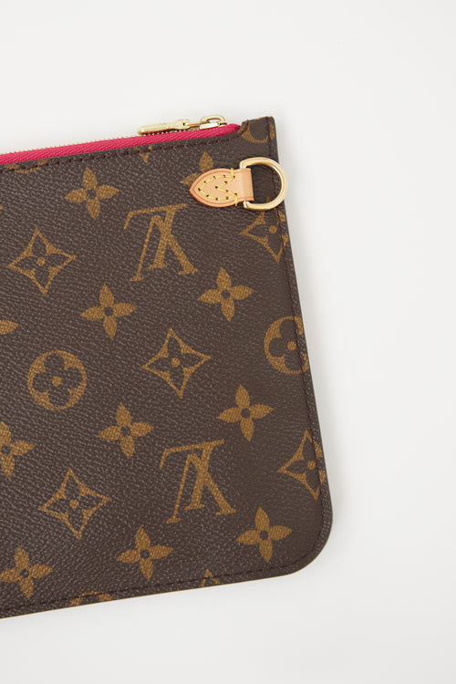 Louis Vuitton Brown Monogram & Pink Neverfull Pochette