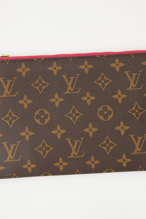 Louis Vuitton Brown Monogram & Pink Neverfull Pochette