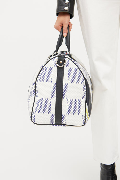 Louis Vuitton Black & White Damier Azur Latitude Keepall Bag