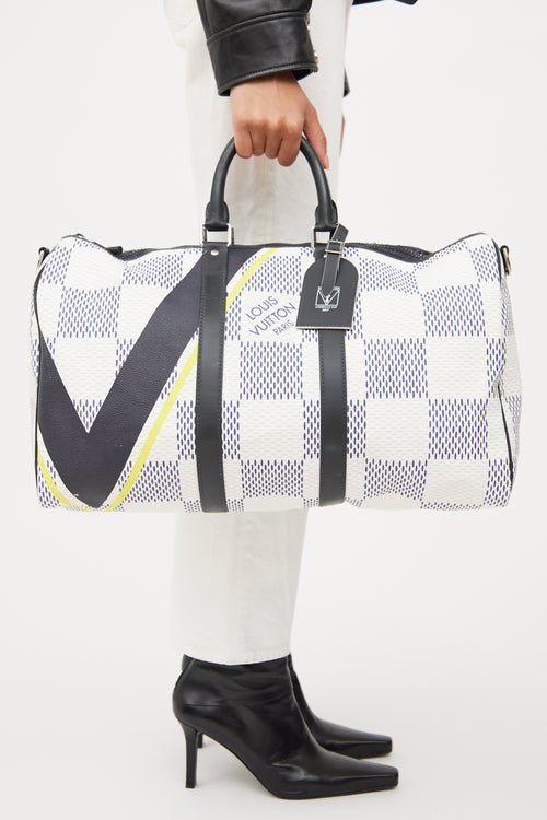 Louis Vuitton Black & White Damier Azur Latitude Keepall Bag